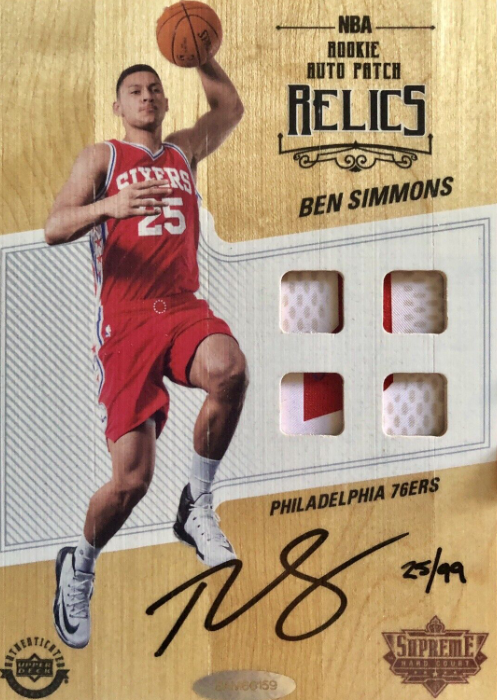 2016-17 Ben Simmons UD Supreme Hard Court RPA Rookie Patch Auto 25/99 Jersey 1/1