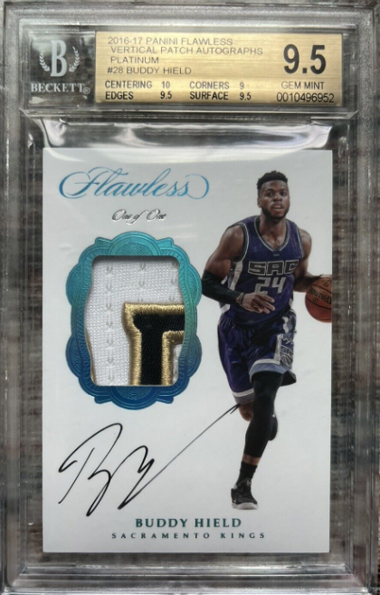 2016-17 Panini Flawless Vertical RPA Buddy Hield Platinum 1/1 BGS 9.5 Auto 10