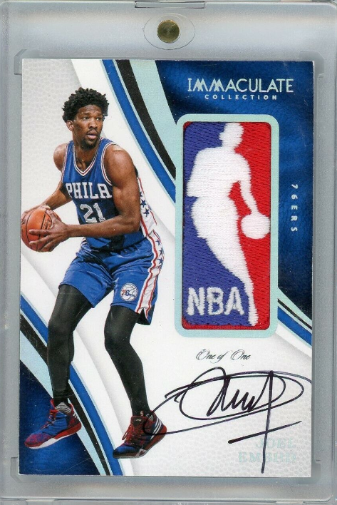 2016-17 Panini Immaculate Collection Joel Embiid Logoman Patch Auto # 1/1