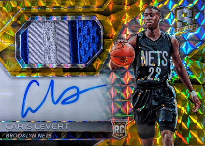 2016-17 Panini Spectra Jersey Gold Prizm /10 Caris LeVert #110 Rookie Auto