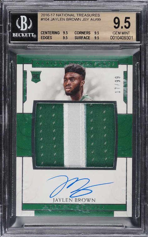 2016 National Treasures Jaylen Brown ROOKIE PATCH AUTO /99 #104 BGS 9.5 GEM MINT