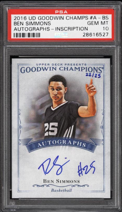 2016 UD Goodwin Champions Inscriptions Ben Simmons ROOKIE RC AUTO PSA 10