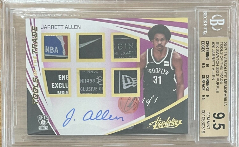 2017-18 Absoulte Jarrett Allen Rookie Auto 1/1 Rpa Bgs 9.5 Logoman Nike Tag