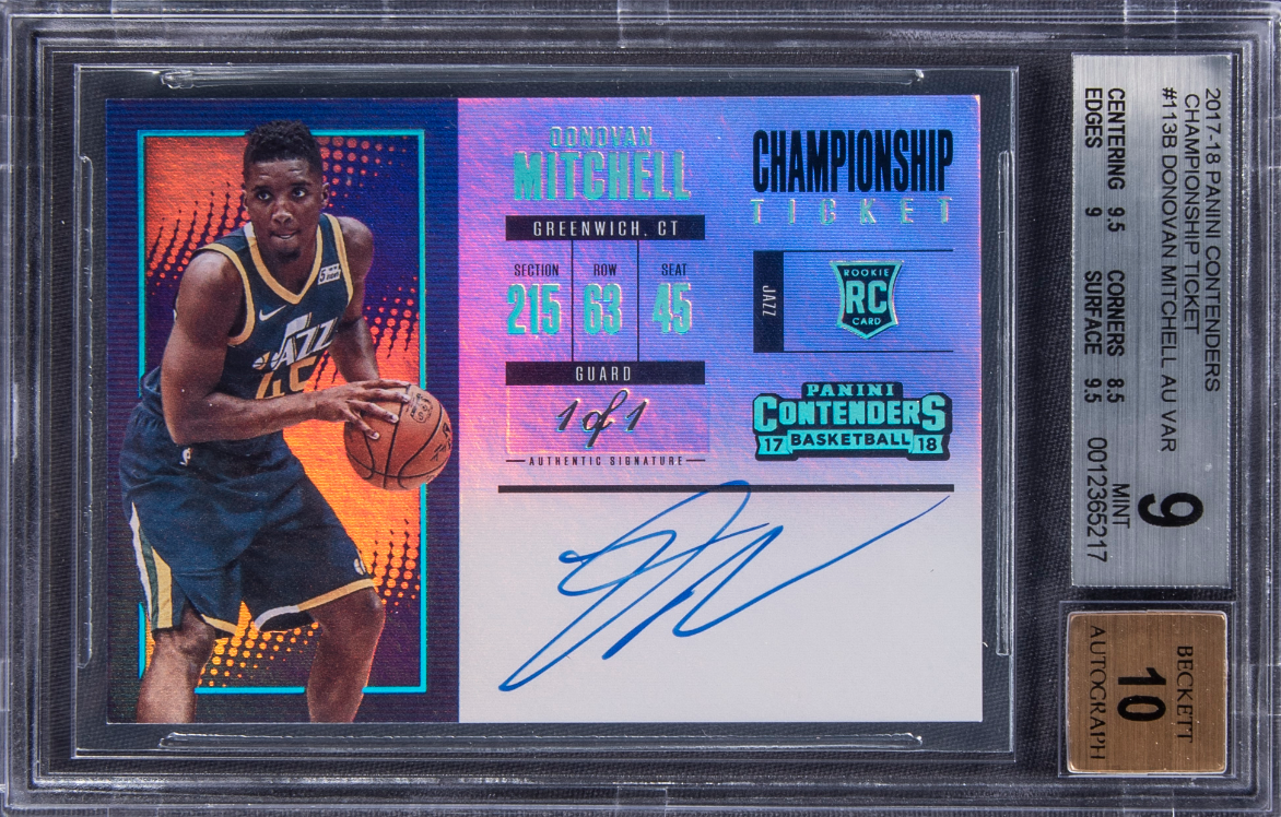 2017-18 Panini Contenders Championship Ticket Autograph Variation Donovan Mitchell Signed Rookie Card