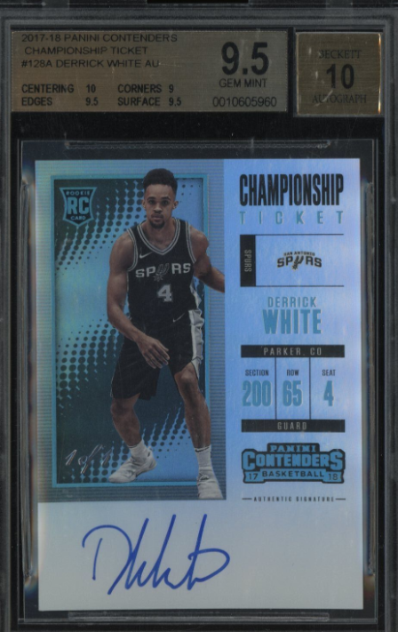 2017-18 Panini Contenders Championship Ticket Derrick White RC AUTO 1/1 BGS 9.5