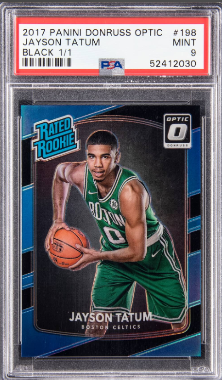 2017-18 Panini Donruss Optic Black #198 Jayson Tatum Rookie Card (#1/1) PSA MINT 9