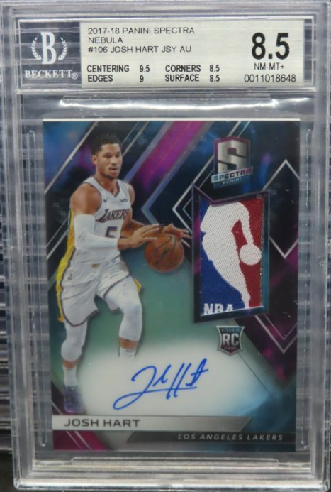 2017-18 Spectra Josh Hart Nebula Prizm NBA Logoman RC Auto #1/1 BGS 8.5/10