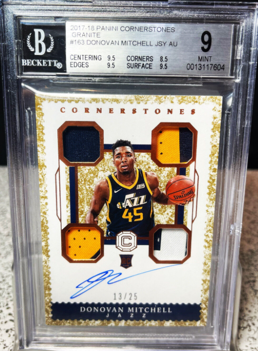 2017 Cornerstones Granite Donovan Mitchell RC Patch Auto #13/25 BGS 9 MINT