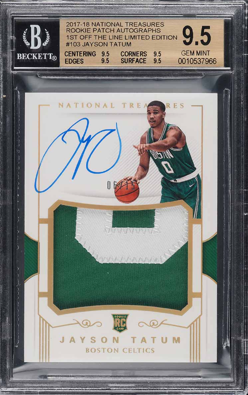 2017 National Treasures FOTL Jayson Tatum ROOKIE PATCH AUTO /15 #103 BGS 9.5