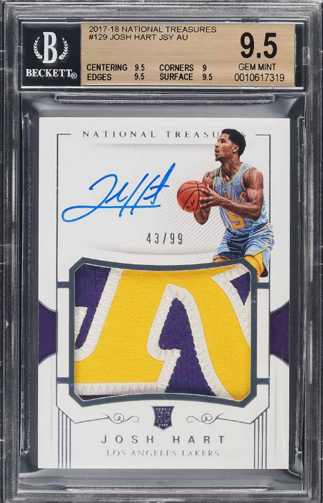 2017 National Treasures Josh Hart RC PATCH AUTO /99 #129 BGS 9.5 GEM MINT