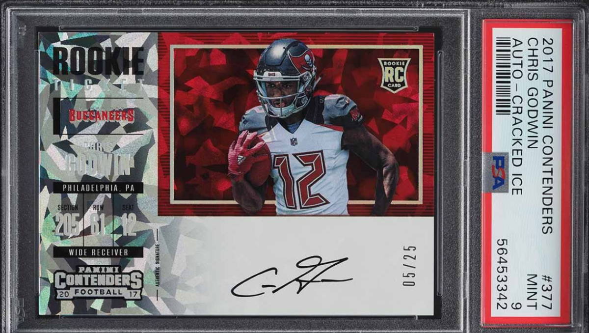 2017 Panini Contenders Cracked Ice Chris Godwin ROOKIE AUTO /25 #377 PSA 9 MINT