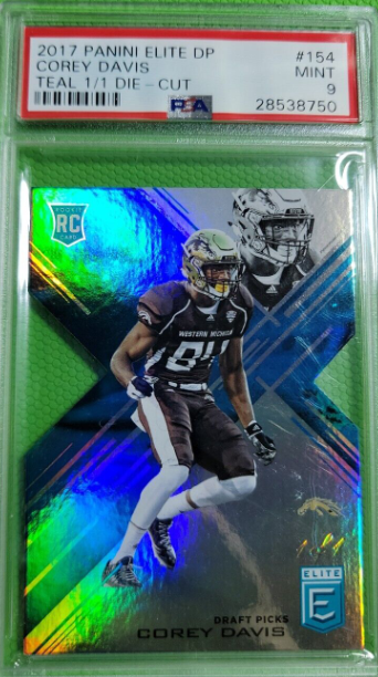 2017 Panini Elite DP TEAL True 1/1 #154 Corey Davis RC PSA 9 Rookie