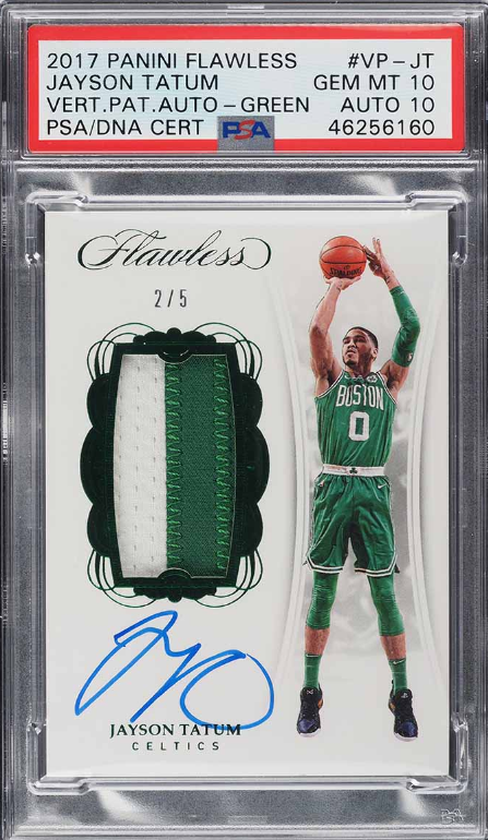 2017 Panini Flawless Green Jayson Tatum ROOKIE PATCH AUTO DNA 10 /5 PSA 10