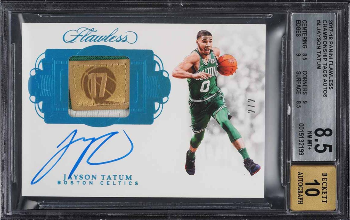 2017 Panini Flawless Tags Jayson Tatum ROOKIE PATCH AUTO 2/2 BGS 8.5 NM-MT+