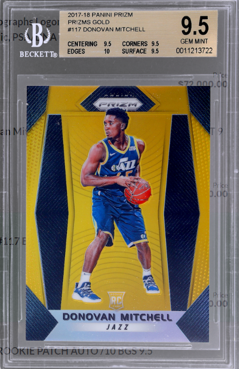 2017 Panini Prizm Gold Prizm Donovan Mitchell #117 BGS 9.5 5/10