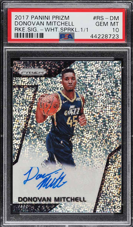 2017 Panini Prizm White Sparkle Donovan Mitchell ROOKIE AUTO 1/1 PSA 10 GEM MINT