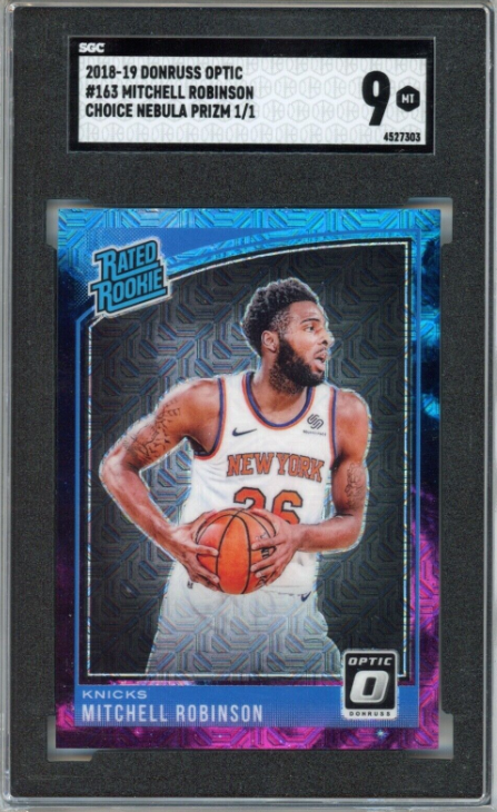 2018-19 Donruss Optic Mitchell Robinson RC #163 Choice Nebula Prizm #d 1/1 SGC 9