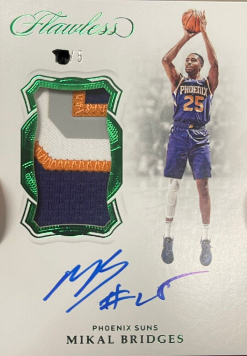 2018-19 Flawless MIKAL BRIDGES RC Rookie RPA Patch Auto Green /5 Phoenix Suns