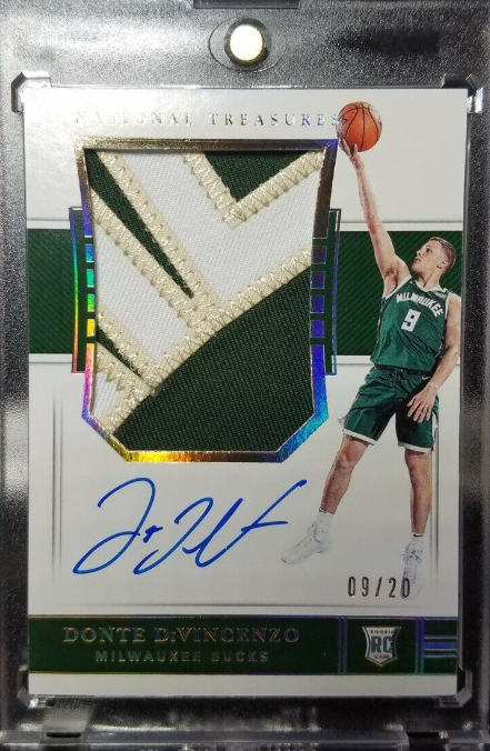 2018-19 National Treasures Donte DiVincenzo FOTL Patch Auto 09/20 JERSEY NUMBER