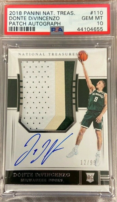 2018-19 National Treasures Donte Divincenzo RPA 12/99 Milwaukee Bucks PSA 10