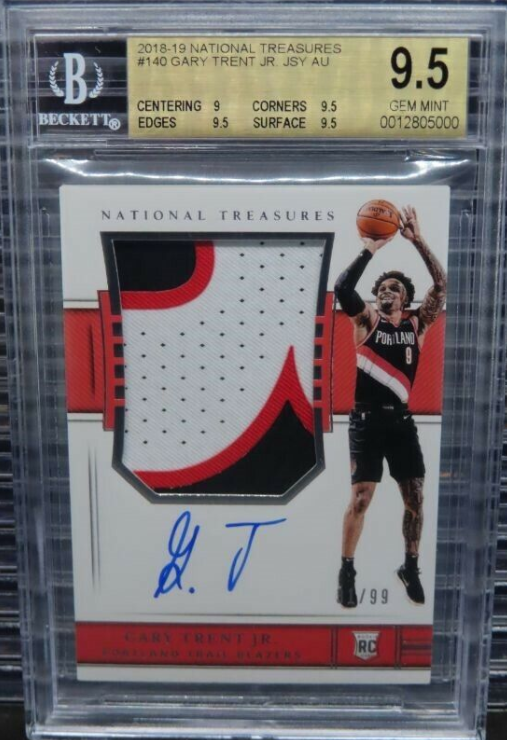 2018-19 National Treasures Gary Trent Jr. Rookie Patch Auto #/99 BGS 9.5/10