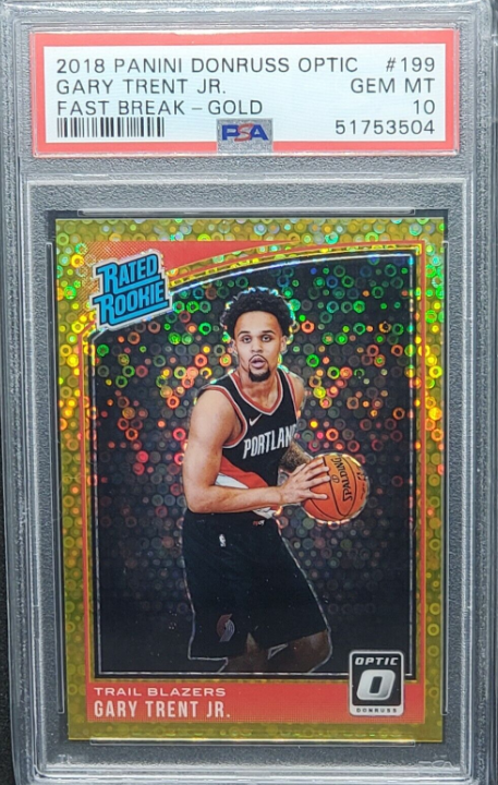 2018-19 Optic Gary Trent Jr Rated Rookie Fast Break Gold 6/10 PSA 10 Gem