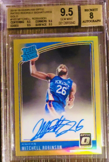 2018-19 Optic Mitchell Robinson RC /10 GOLD BGS 9.5 / Auto 8 