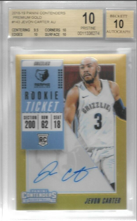 2018-19 Panini Contenders Optic GOLD /10 Jevon Carter RC Rookie BGS 10/10 Auto