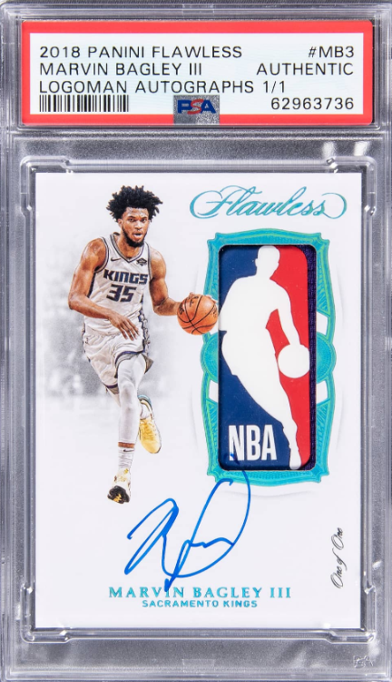 2018-19 Panini Flawless Logoman Autographs #MB3 Marvin Bagley III Signed Patch Rookie Card (#1/1) 