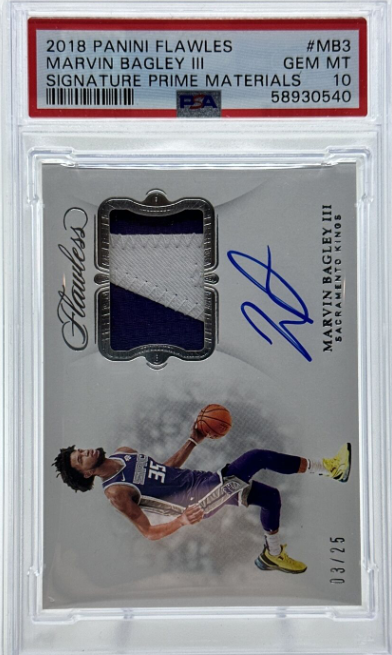 2018-19 Panini Flawless Marvin Bagley III RC RPA Rookie Patch Auto /25 PSA 10