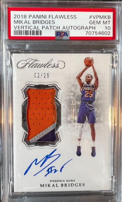 2018-19 Panini Flawless Mikal Bridges Vertical Patch Auto #VPMKB PSA 10 /25 POP1