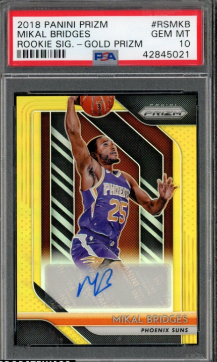 2018-19 Panini Gold Prizm Mikal Bridges RC Rookie AUTO 3/10 PSA 10 GEM MINT