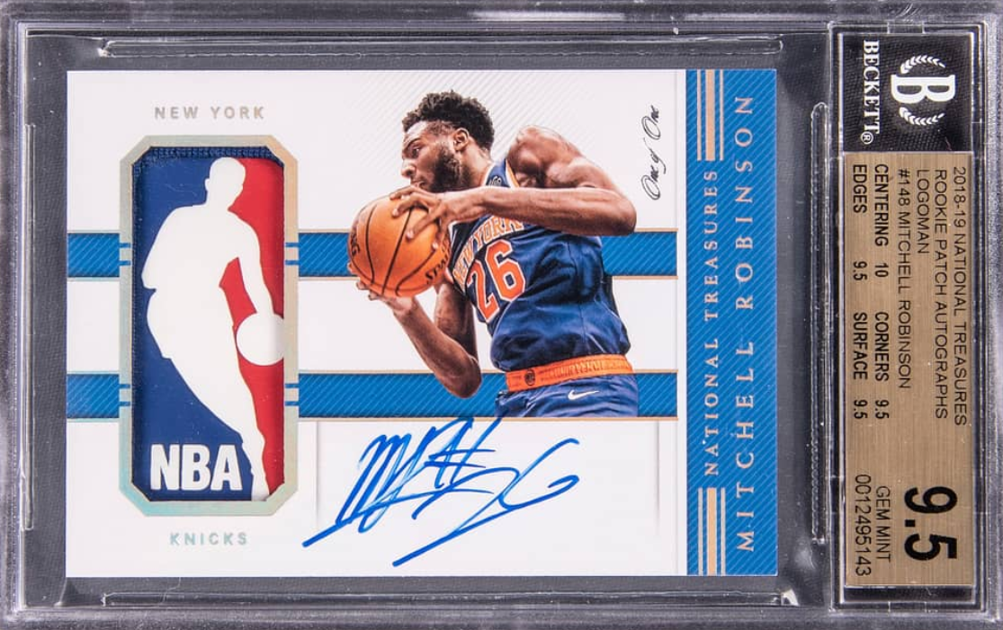 2018-19 Panini National Treasures Logoman #148 Mitchell Robinson Signed  Rookie Card (#1/1)