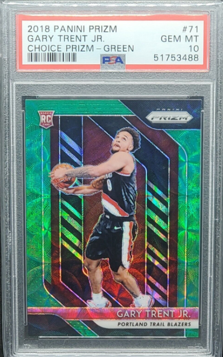 2018-19 Panini Prizm Gary Trent Jr RC Choice Green #d 7/8 PSA 10 Gem Mint