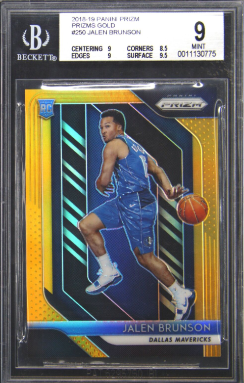 2018-19 Panini Prizm Gold Prizm Jalen Brunson 02/10 BGS 9 Rookie RC #250