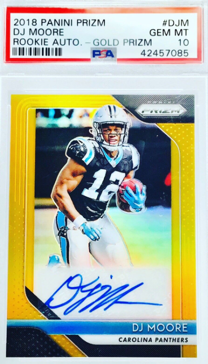 2018 DJ Moore Panini Prizm Gold Rookie Auto /10 PSA 10 RC SP