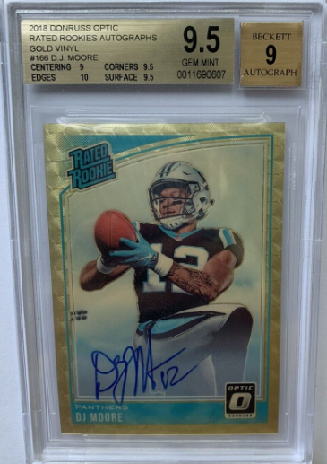 2018 Dj Moore Optic Gold Vinyl Rated Rookie Auto Rc 1/1 Bgs 9.5/9