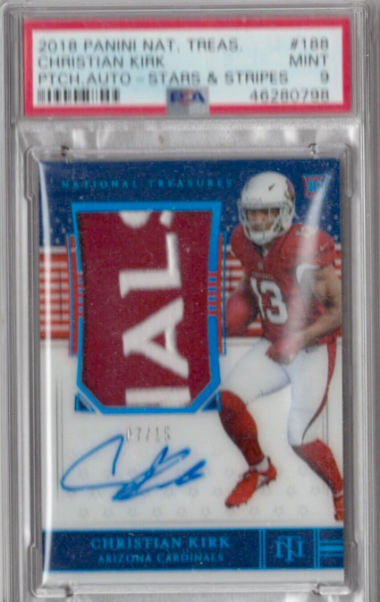 2018 National Treasures Christian Kirk Logo Stars & Stripes /15 Auto Psa 9 Mint