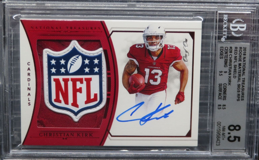 2018 National Treasures Christian Kirk NFL Shield Patch Auto RC #1/1 BGS 8.5/10