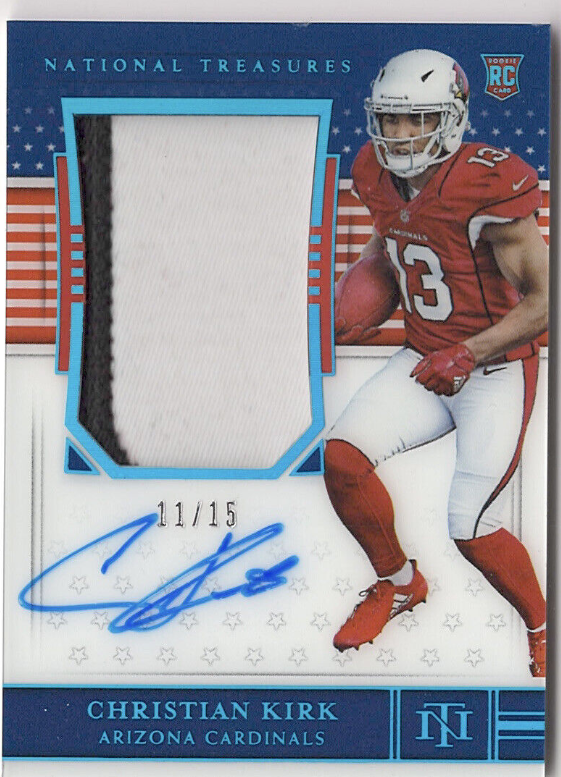 2018 National Treasures Christian Kirk Stars & Stripes /15 Auto 2CLR Patch