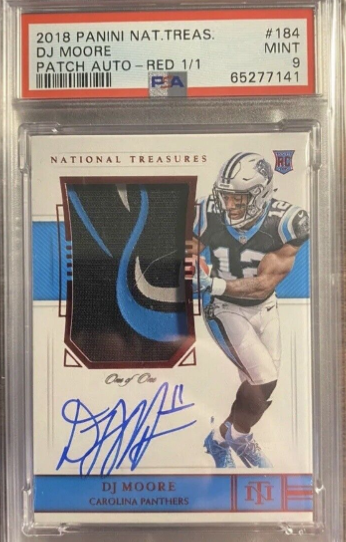 2018 National Treasures DJ Moore Rookie Patch Auto RPA Red 1/1 #184 PSA 9 RARE