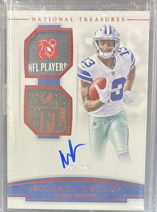 2018 National Treasures Michael Gallup 1/1 Rookie Patch Auto RPA NFL Laundry Tag