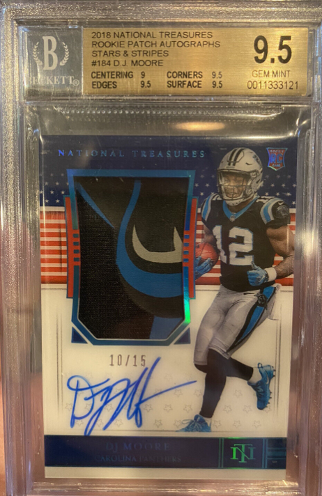 2018 National Treasures Stars & Stripes - DJ Moore - RPA /15 BGS 9.5 - Panthers