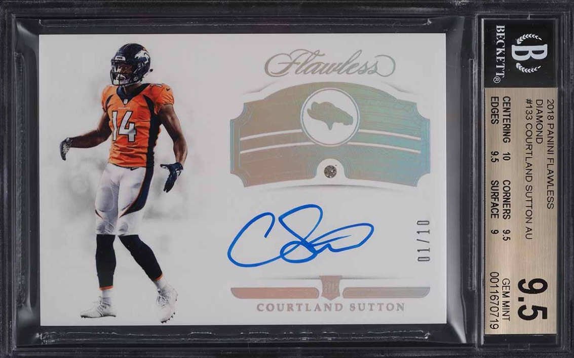 2018 Panini Flawless Diamond Courtland Sutton ROOKIE RC AUTO 1/10 #133 BGS 9.5