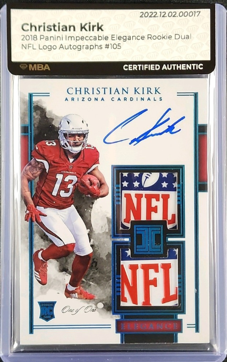 2018 Panini Impeccable Christian Kirk RC NFL SHIELD PATCH AUTO 1/1 #105 MBA AUTH