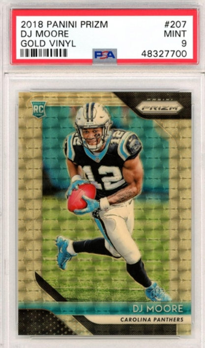 2018 Panini Prizm DJ Moore Gold Vinyl 2/5 Rookie RC PSA 9 POP 1 JERSEY #2