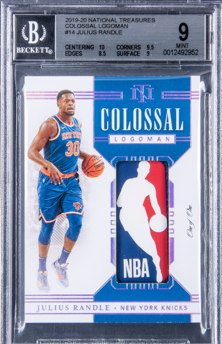 2019-20 National Treasures Colossal Logoman #14 Julius Randle Patch Card (#1/1) - BGS MINT 9