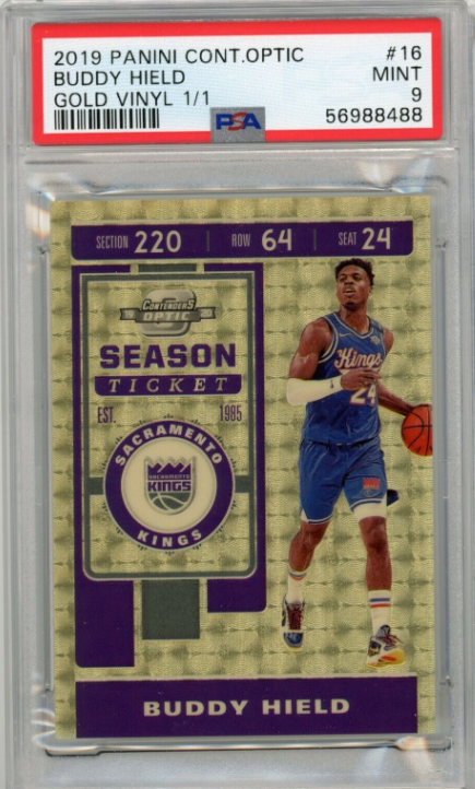 2019-20 Panini Contenders Optic Season Ticket Buddy Hield GOLD VINYL 1/1 PSA 9