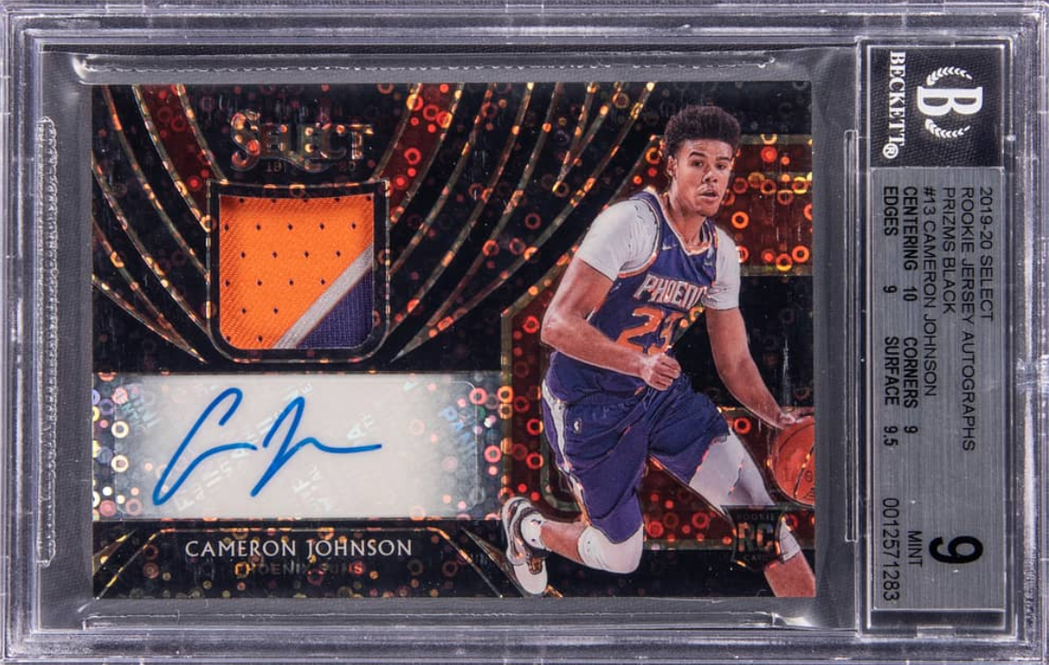 2019-20 Panini Select Rookie Jersey Autographs Prizm Black #13 Cameron Johnson Rookie Card 