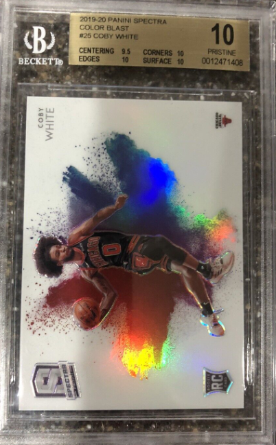 2019-20 Panini Spectra Color Blast Coby White BGS 10.0, 0.5 Away Black Label RC